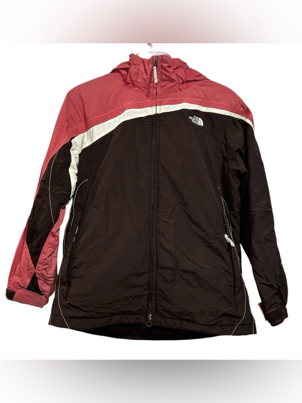 The North Face Girls Sz Large Hyvent Brown Pink Nylon Ski Snowboard Jacket Coat